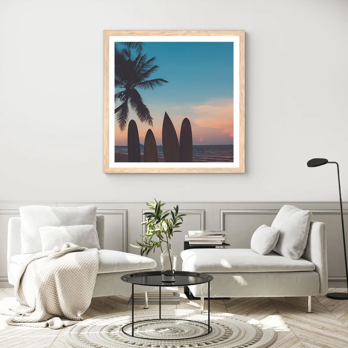 Plakat i ramme af lyst egetræ - I morgen bliver også sjovt - 50x50 cm