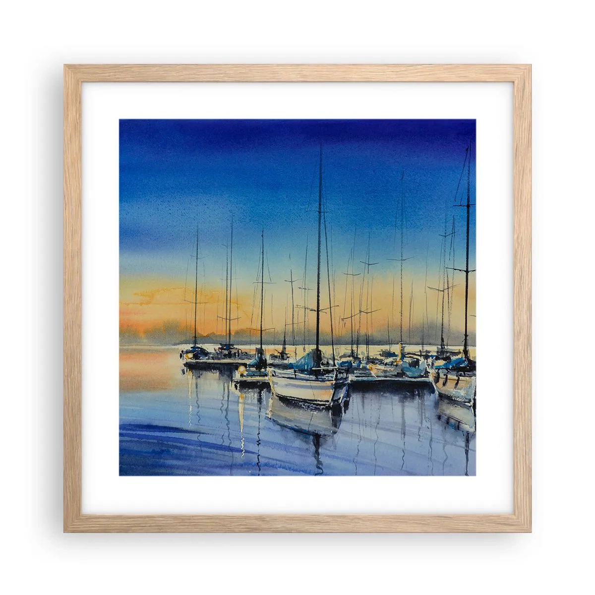 Plakat i ramme af lyst egetræ - Slutningen på en god dag - 40x40 cm