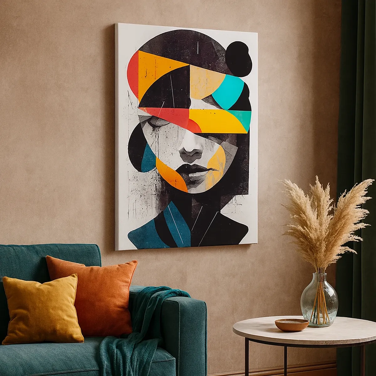 Lærredstryk - Billede på lærred - Flerfarvet indre portræt - 50x70 cm