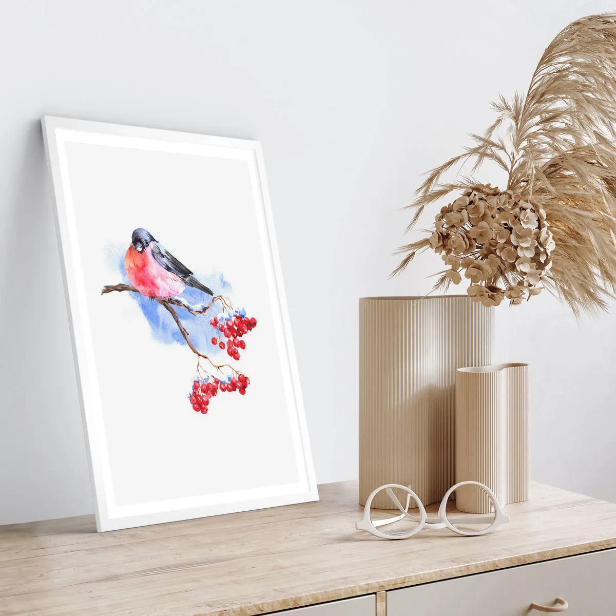 Plakat i hvid ramme - Vinter i farver - 70x100 cm