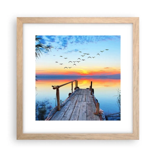 Plakat i ramme af lyst egetræ - Tid til at tage tilbage... - 30x30 cm