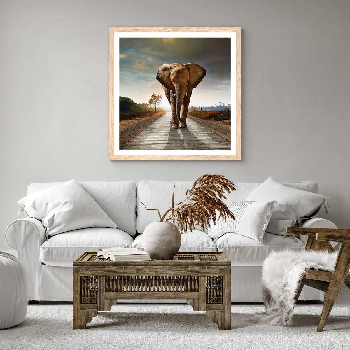 Plakat i ramme af lyst egetræ - Og slet ikke i en porcelænsbutik - 40x40 cm