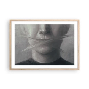 Plakat i ramme af lyst egetræ - Ikke et ord - 70x50 cm