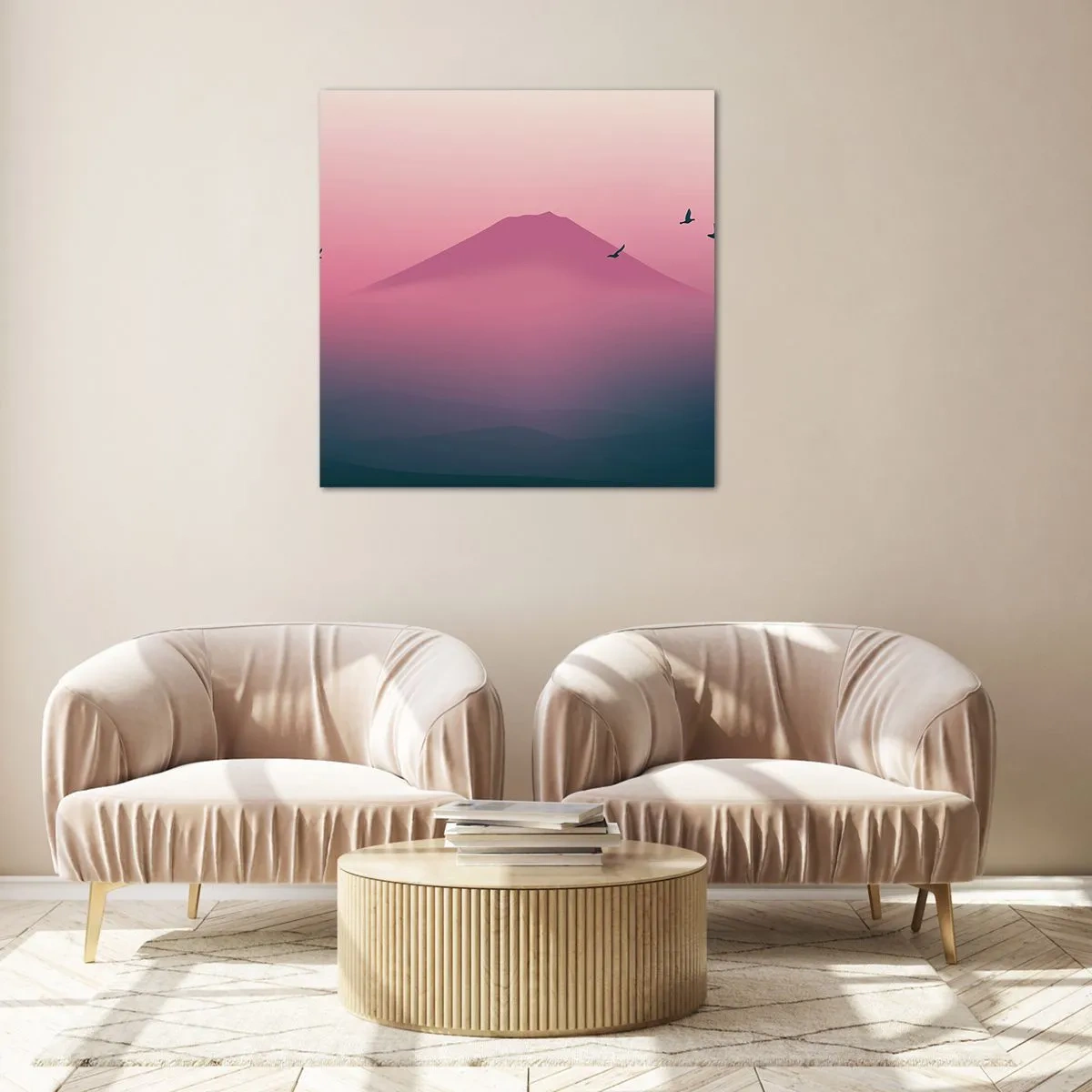 Billede på glas - Vandrer over skyerne - 40x40 cm
