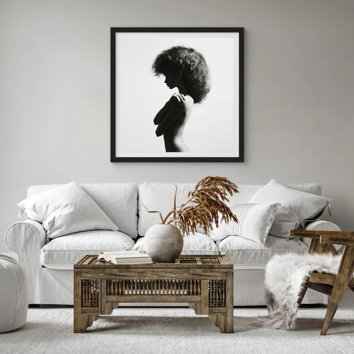 Plakat i sort ramme - Som en blomst på en slank stilk - 60x60 cm