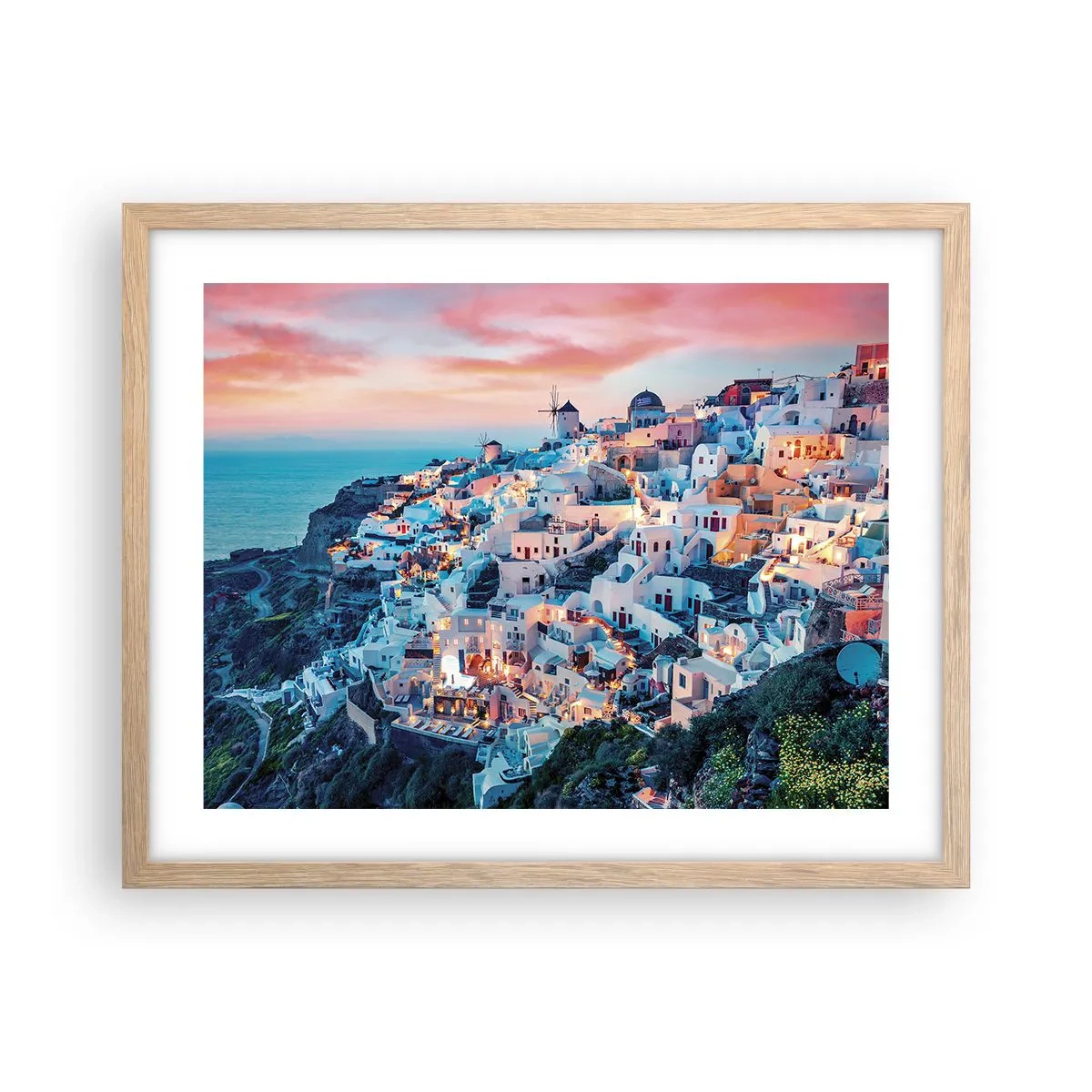 Plakat i ramme af lyst egetræ - Din store græske ferie - 50x40 cm