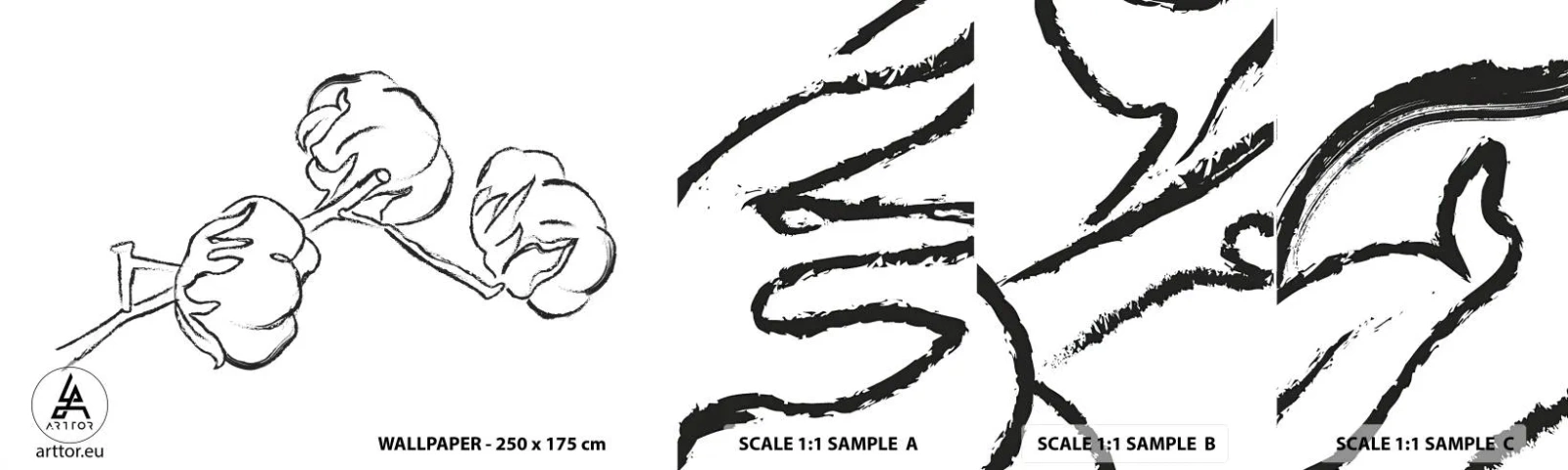 Prøve Fototapet Selvklæbende Deluxe Sticker - Bomuld ned - Bomuld, Minimalisme, Kontur - 100x30 cm