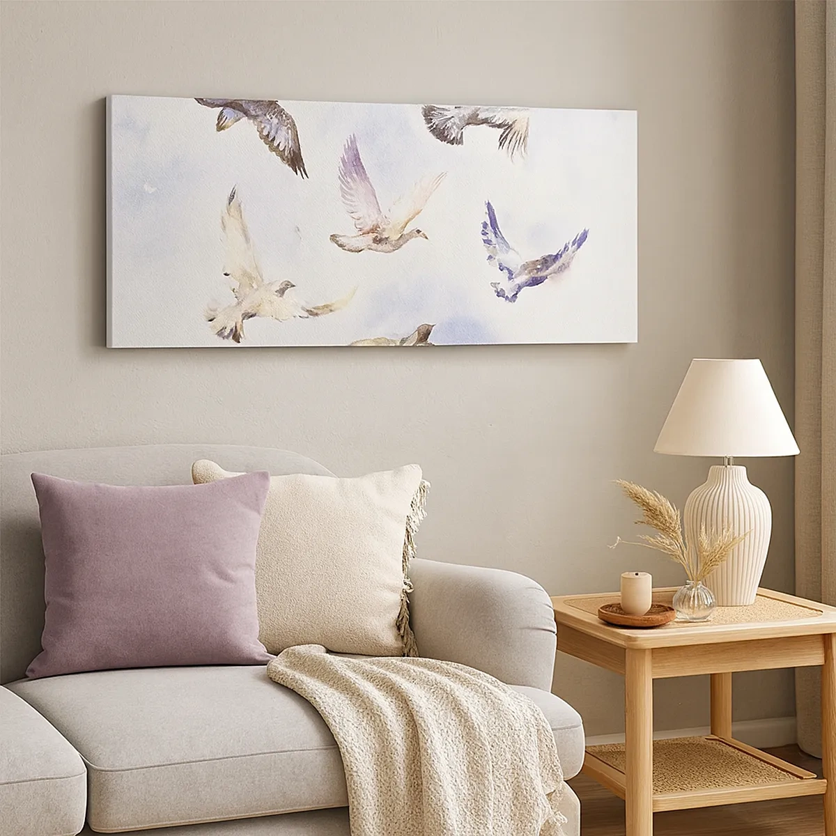 Lærredstryk - Billede på lærred - Frihed i grå og blå - 30x30 cm