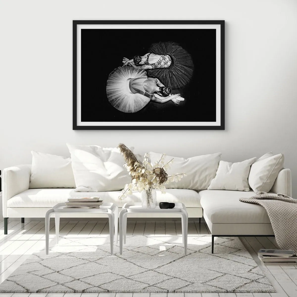 Plakat i sort ramme - Yin og yang - den perfekte balance - 70x50 cm