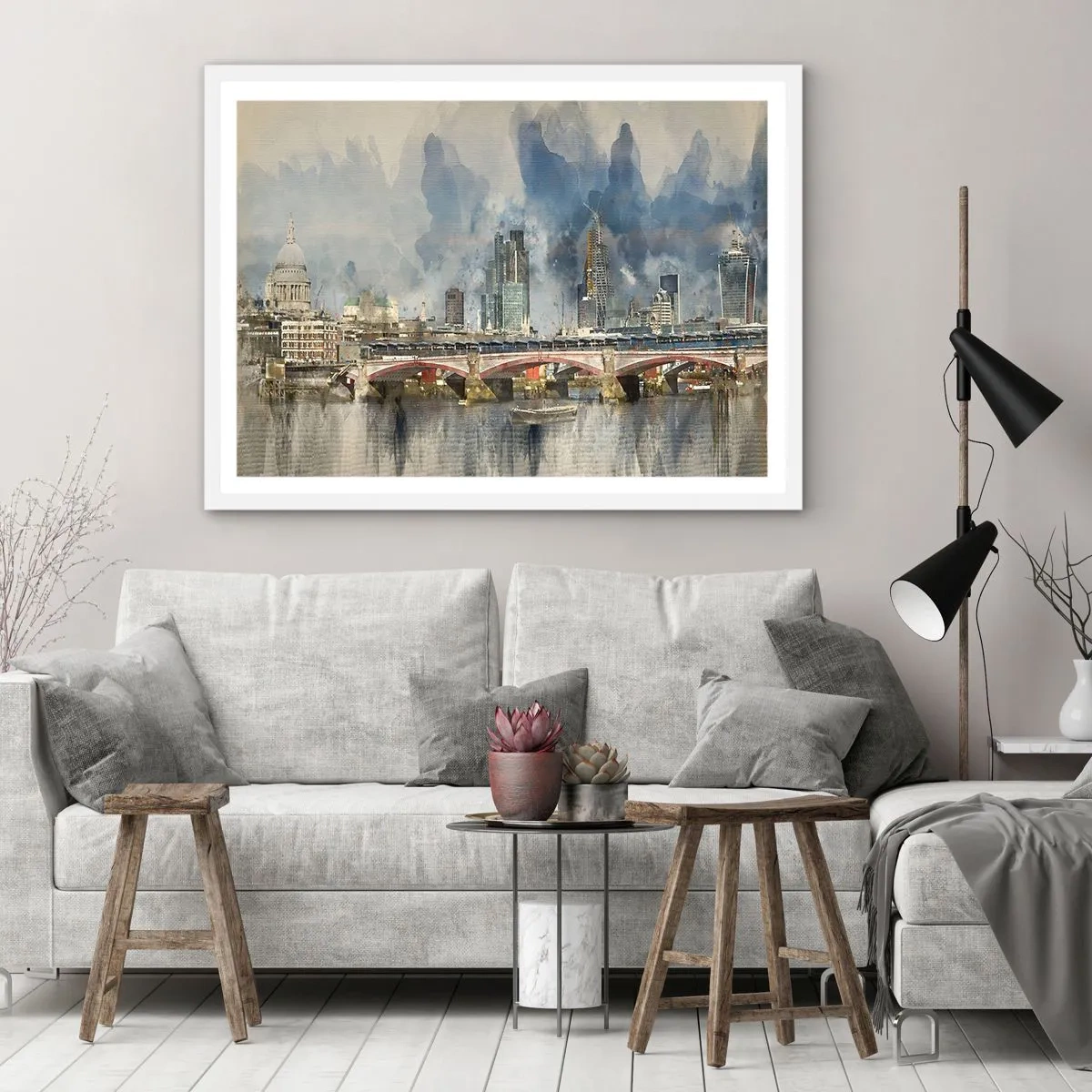 Plakat i hvid ramme - London i al sin pragt - 70x50 cm