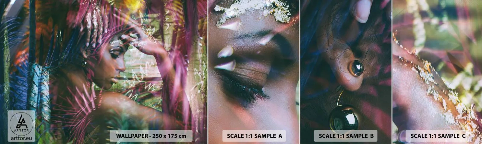 Fototapet Prøve Standard Eco - Moder Natur i junglen - Kvinde, Afrika, Afrika - 100x30 cm