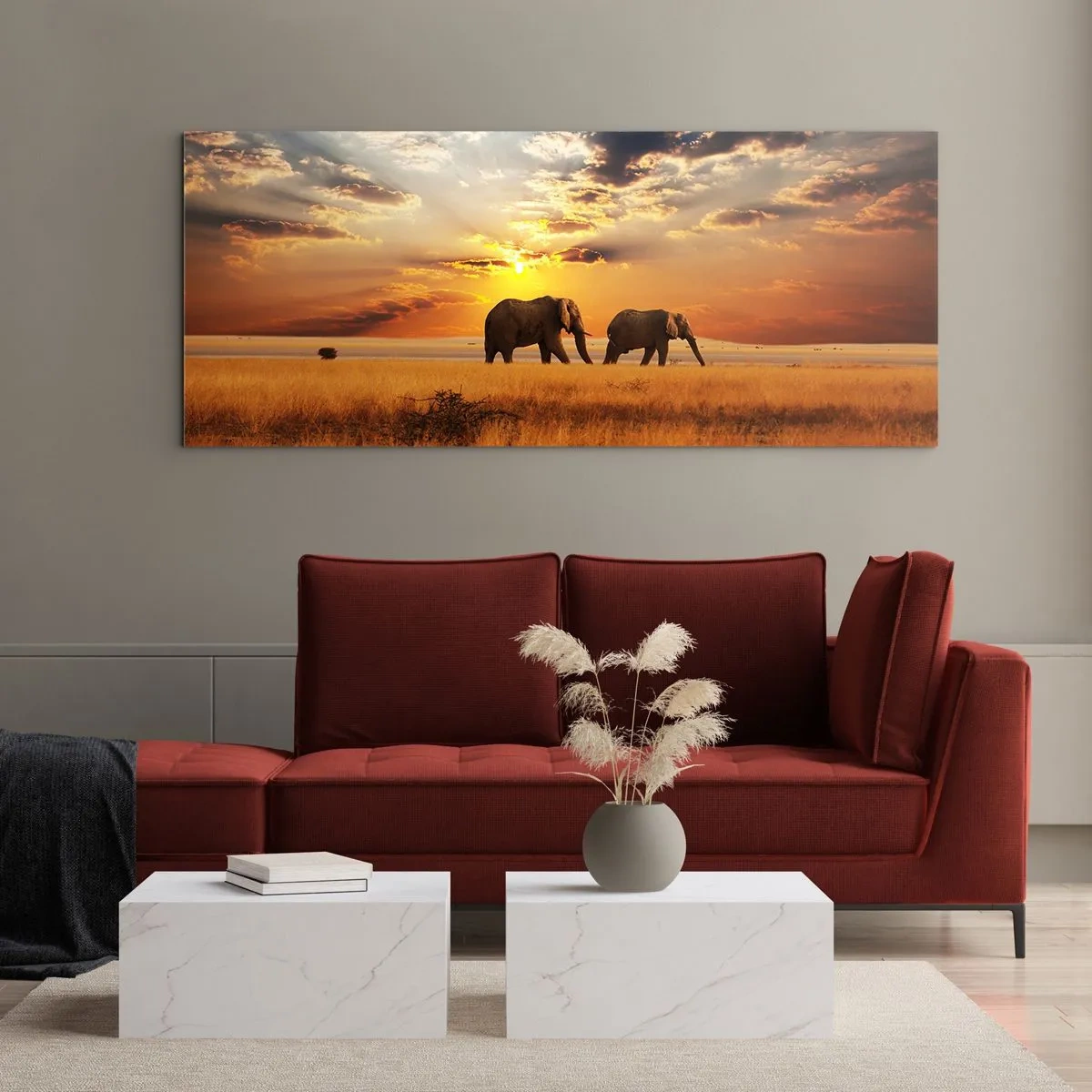 Billede på glas - Familievandring - 90x30 cm