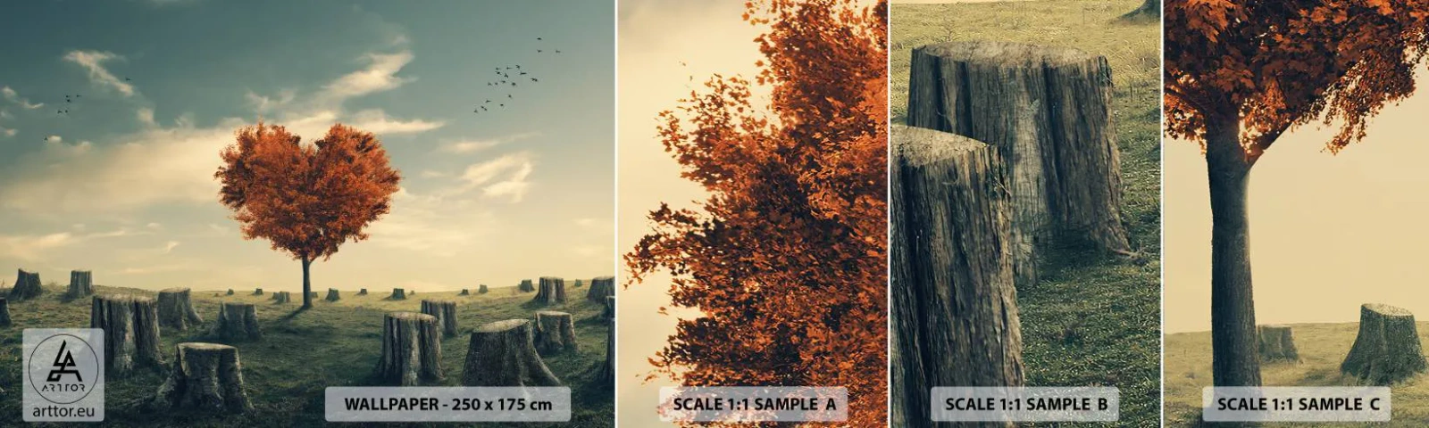 Prøve Fototapet Selvklæbende Deluxe Sticker - Der er stadig håb - Abstraktion, Landskab, Træ - 100x30 cm