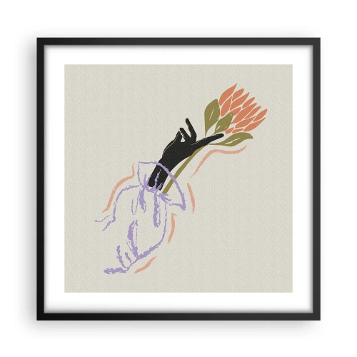 Plakat i sort ramme - En søsterlig berøring - 50x50 cm