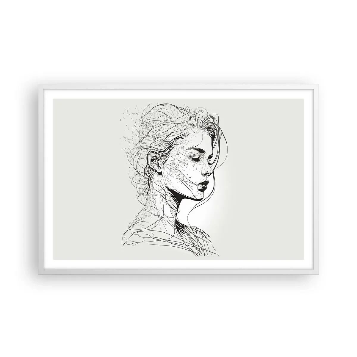 Plakat i hvid ramme - Portræt i drømmeri - 91x61 cm