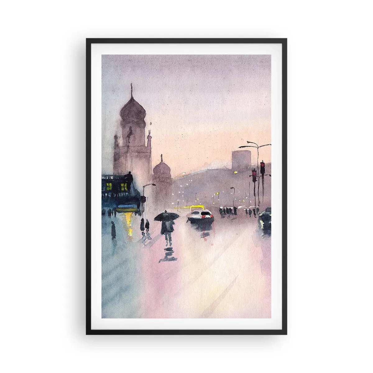 Plakat i sort ramme - I en regnfuld tåge - 61x91 cm