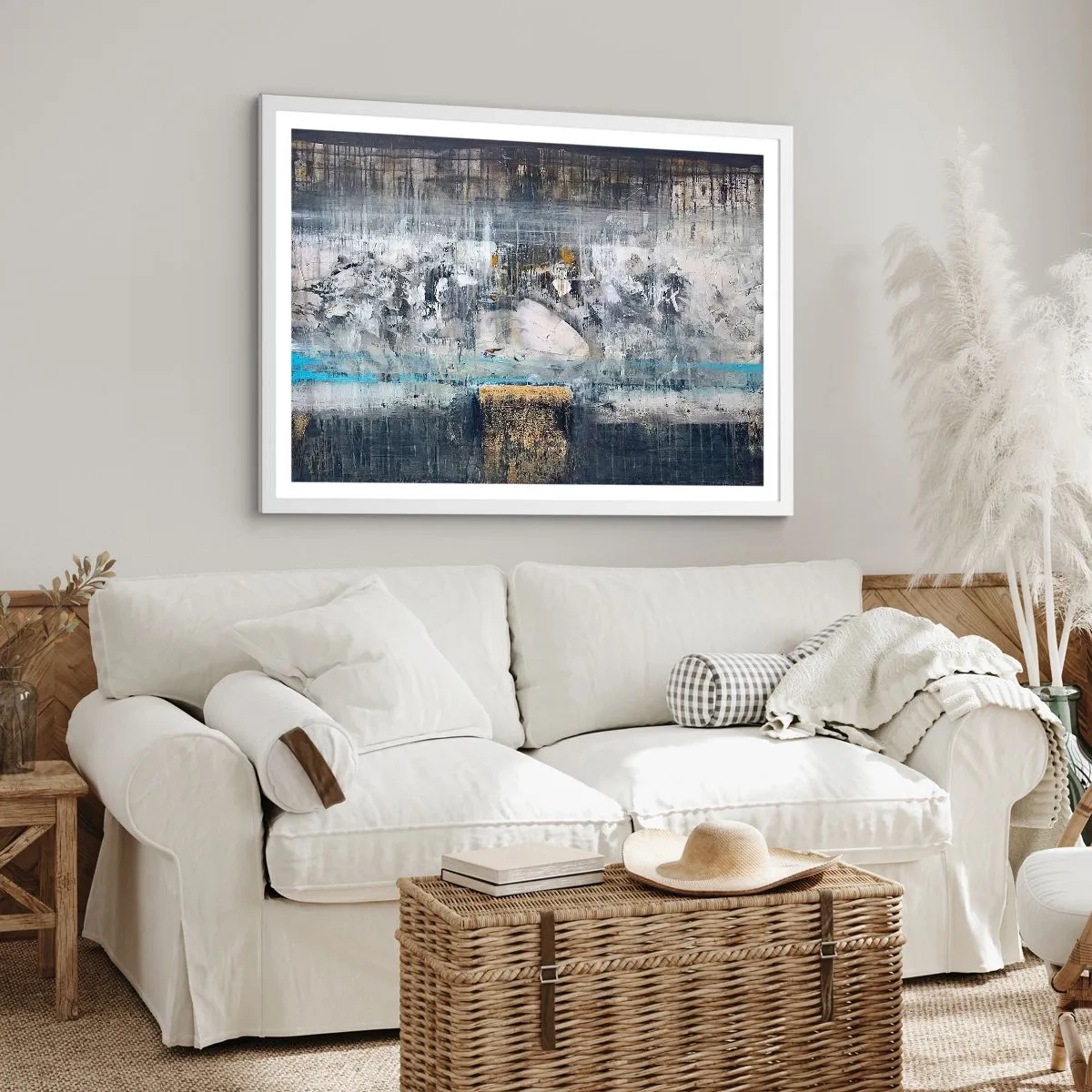 Plakat i hvid ramme - Som på is, som på fortovet - 100x70 cm