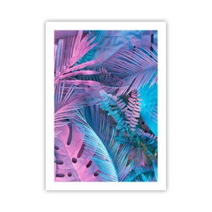 Plakat - Troperne i lyserød og blå - 50x70 cm
