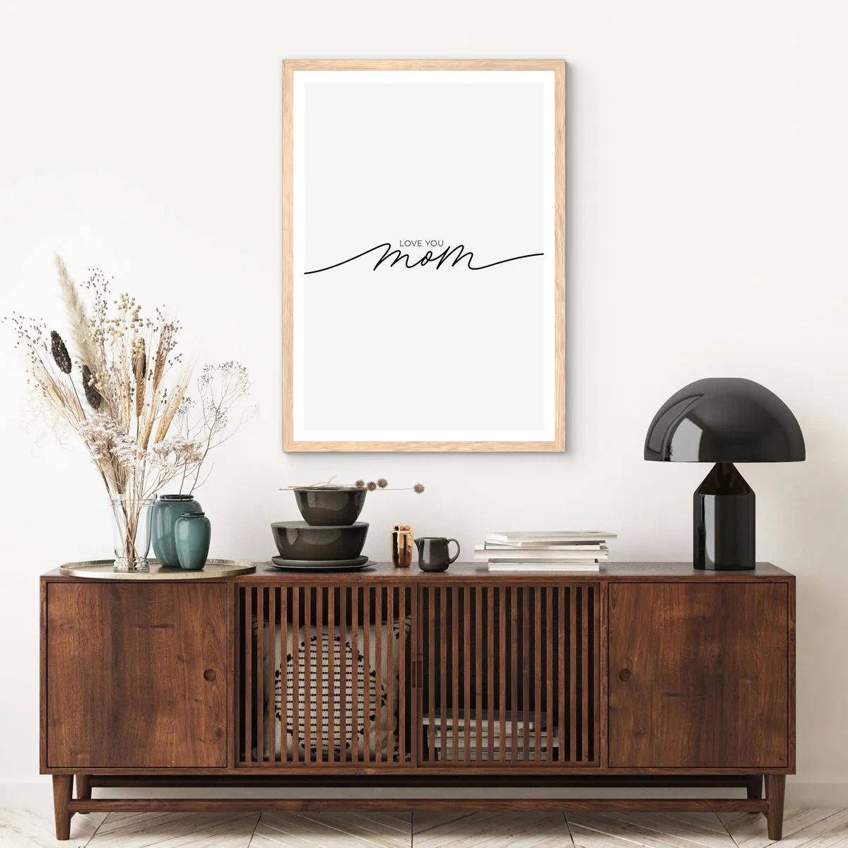 Plakat i ramme af lyst egetræ - Stor følelse - 70x100 cm