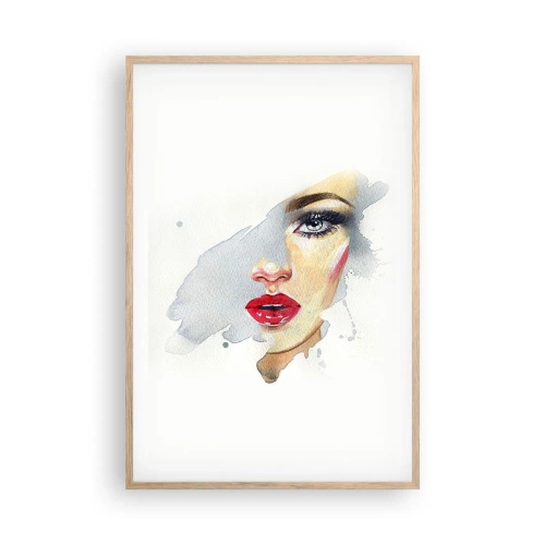 Plakat i ramme af lyst egetræ - Refleksion i en vanddråbe - 61x91 cm