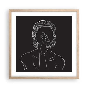 Plakat i ramme af lyst egetræ - Skønhed blomstrer i stilhed - 50x50 cm