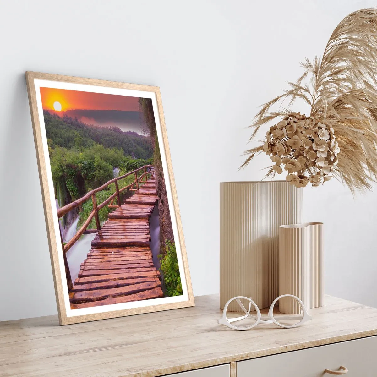 Plakat i ramme af lyst egetræ - En utrolig skønhed - 70x100 cm