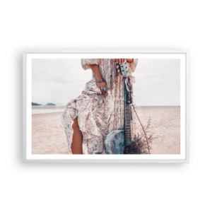 Plakat i hvid ramme - Børn blomster på vej - 91x61 cm