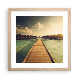 Plakat i ramme af lyst egetræ - En varm invitation - 40x40 cm