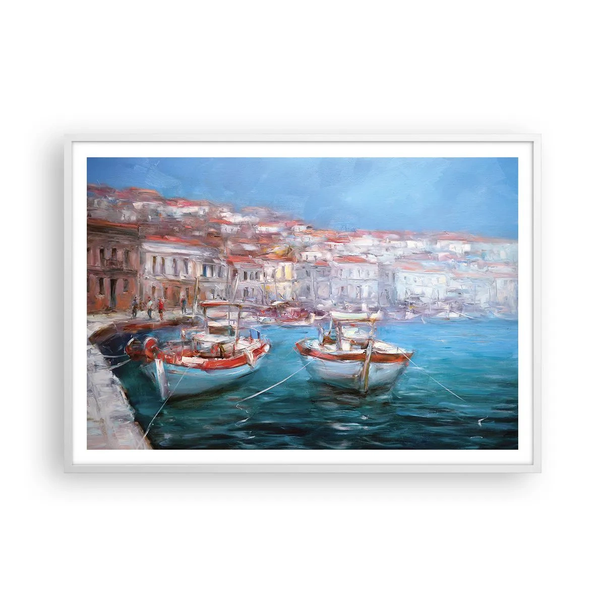 Plakat i hvid ramme - Italiensk bugt - 100x70 cm
