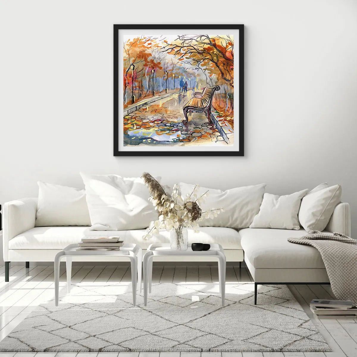 Plakat i sort ramme - Gå sammen ind i efteråret - 60x60 cm