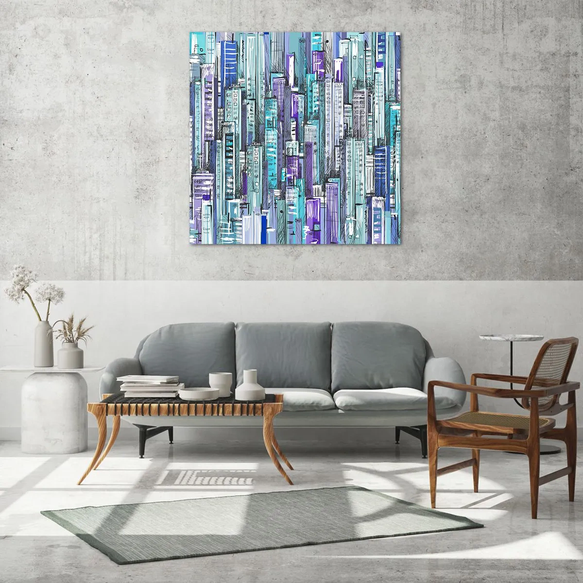 Billede på glas - Blå fra himlen - 50x50 cm