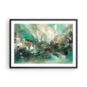 Plakat i sort ramme - Smaragdsort byld - 70x50 cm