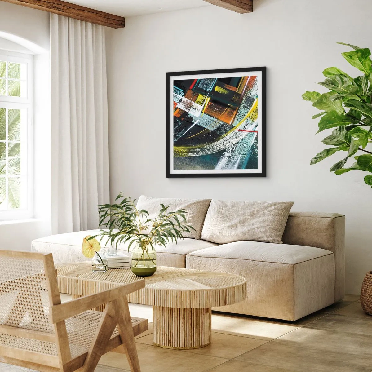 Plakat i sort ramme - Bevægelsesenergi - 50x50 cm