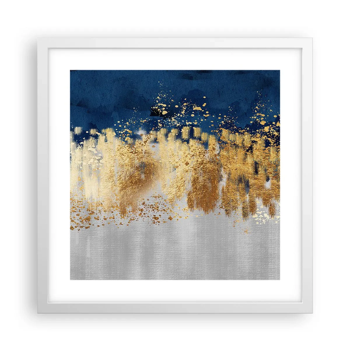 Plakat i hvid ramme - Moderne komposition med gnist - 40x40 cm