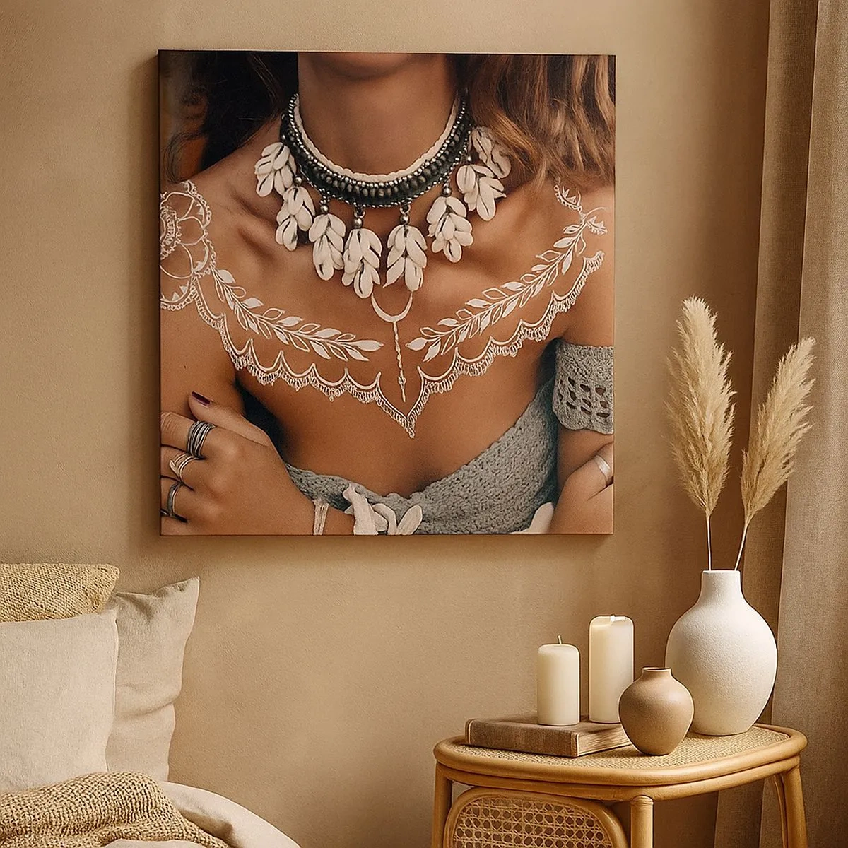 Lærredstryk - Billede på lærred - Talismaner, ritualer om kvindelighed - 30x30 cm