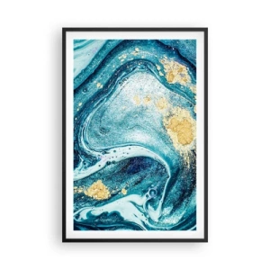 Plakat i sort ramme - Blå boblebad - 61x91 cm