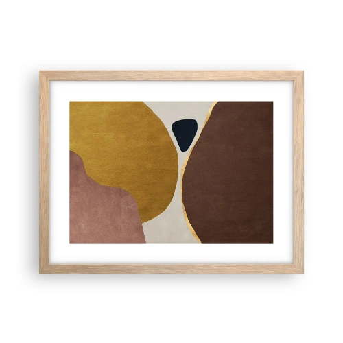 Plakat i ramme af lyst egetræ - Abstraktion - et sted i rummet - 40x30 cm