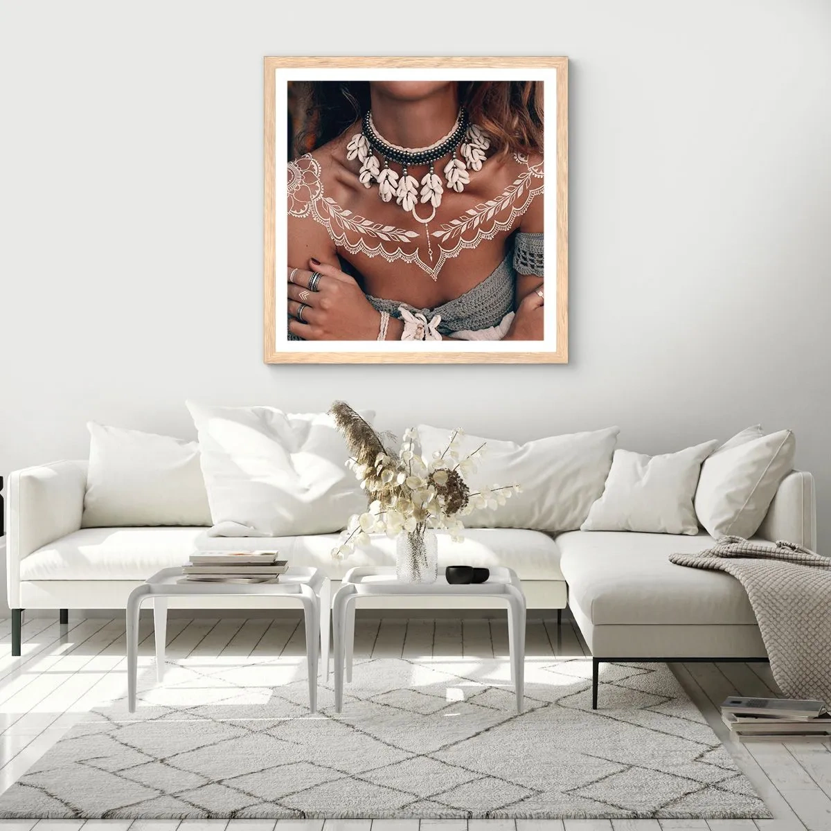 Plakat i ramme af lyst egetræ - Talismaner, ritualer om kvindelighed - 40x40 cm