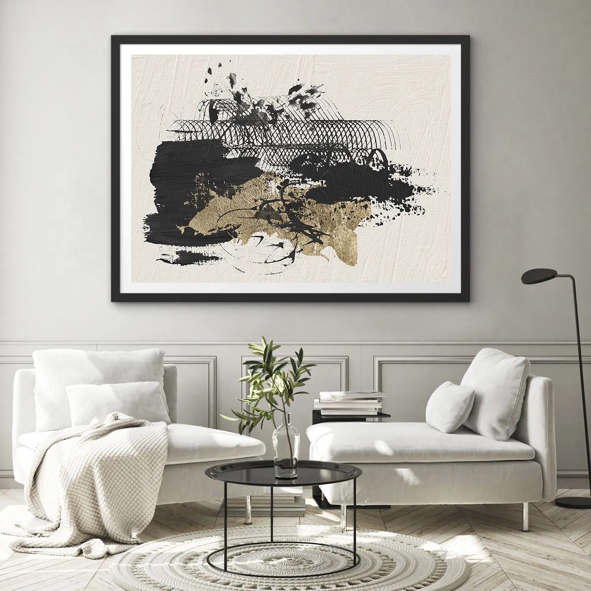 Plakat i sort ramme - Komposition med lidenskab - 70x50 cm