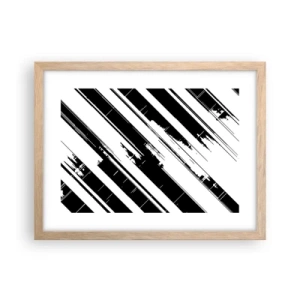 Plakat i ramme af lyst egetræ - Intens og dynamisk komposition - 40x30 cm