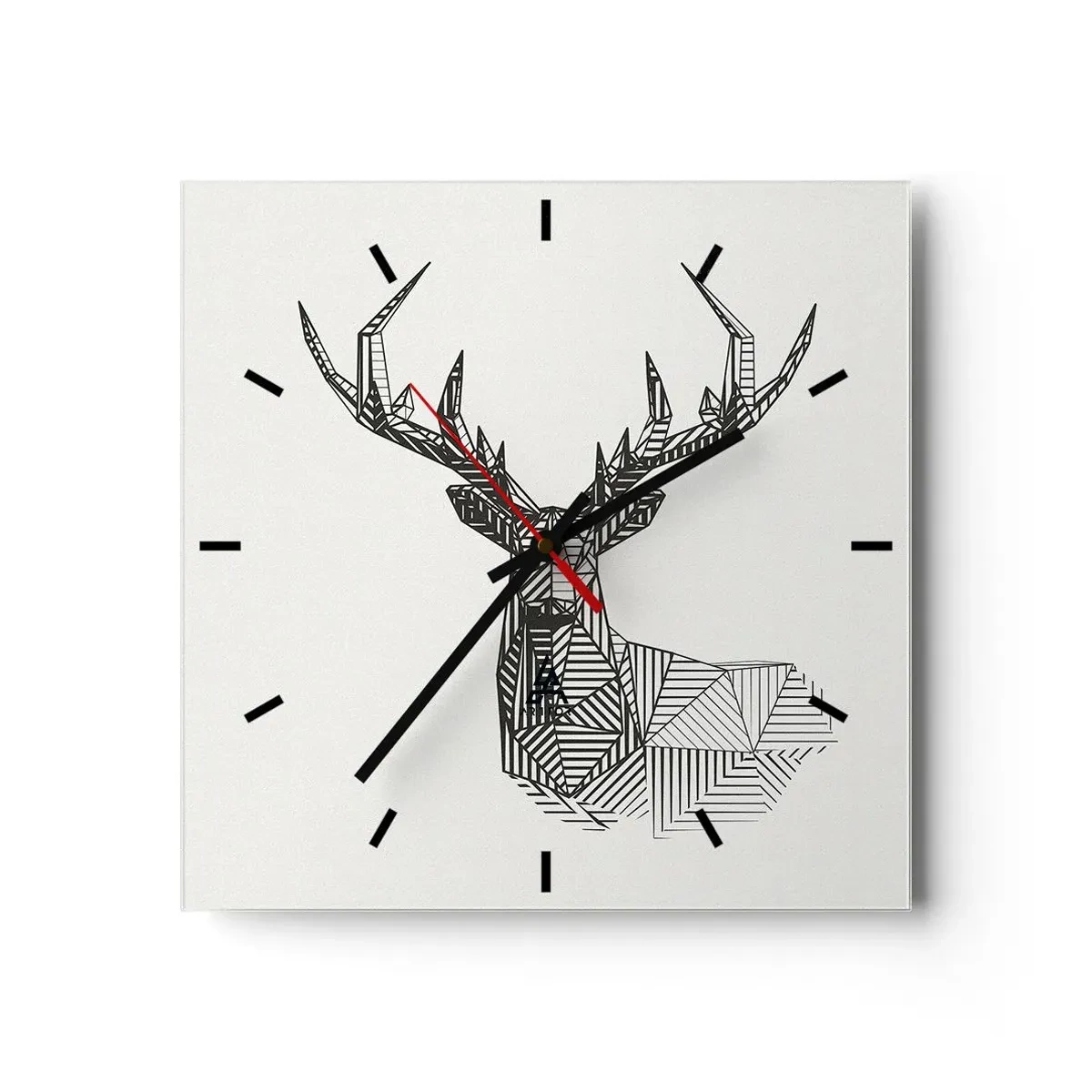 Vægur, Uret - Hjorte i kubistisk stil - 30x30 cm