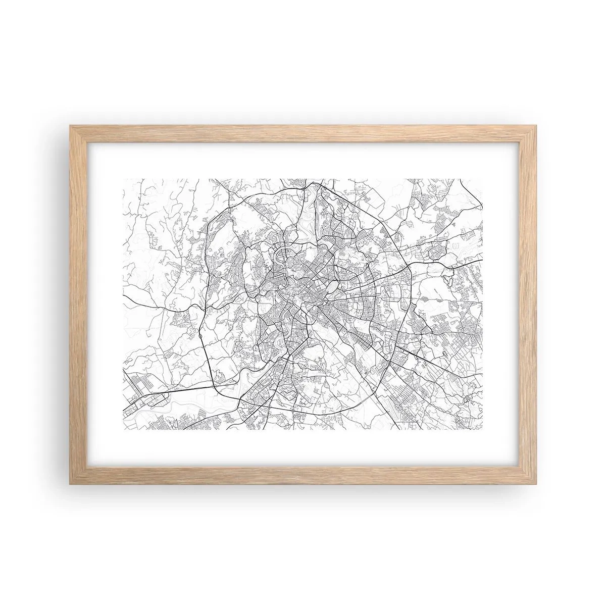 Plakat i ramme af lyst egetræ - Romersk cirkel - 40x30 cm