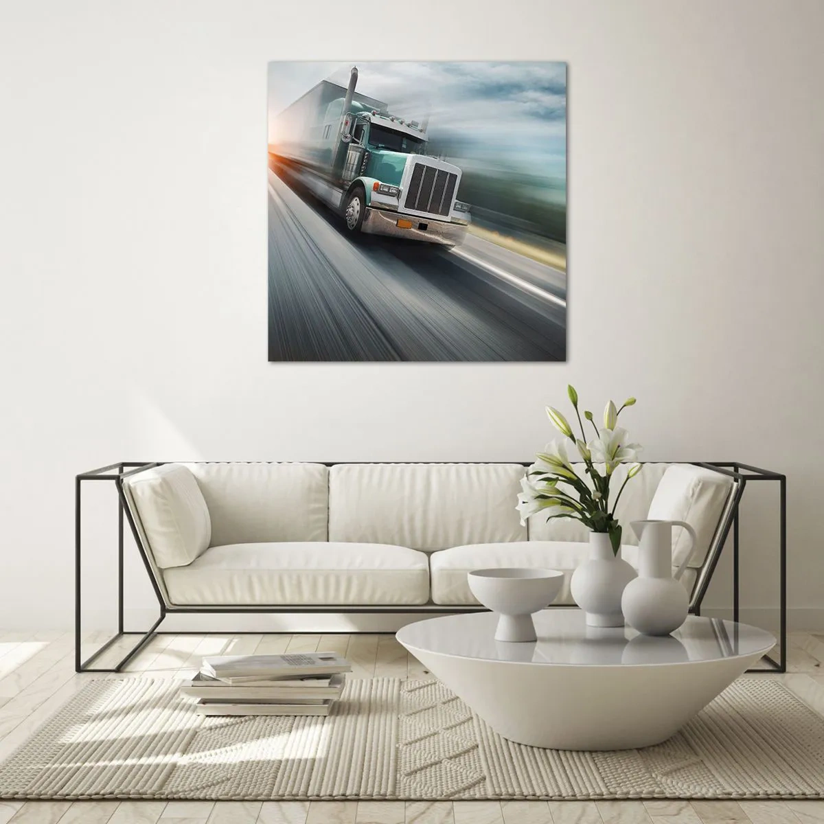 Billede på glas - Amerikansk gigant på vej - 70x70 cm