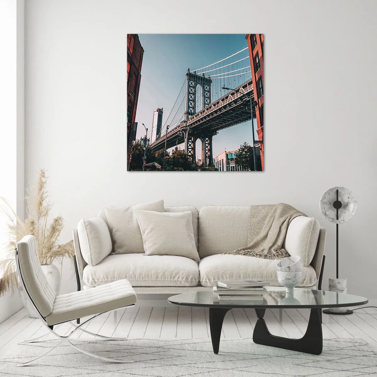 Billede på glas - Over byens bølger - 70x70 cm