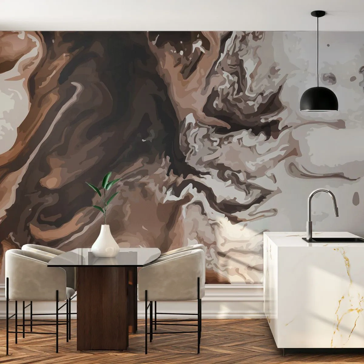 Fototapet Standard Eco - Farvekontrast - Abstraktion, Stykke, Moderne mønster - 350x256 cm