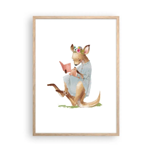 Plakat i ramme af lyst egetræ - Læs for mig, mor - 50x70 cm