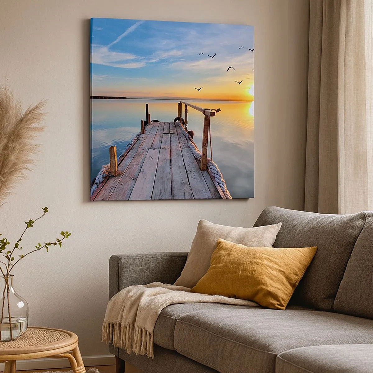 Lærredstryk - Billede på lærred - Går fremad mod solen - 30x30 cm