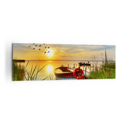 Lærredstryk - Billede på lærred - Skarverne er allerede på vej væk - 160x50 cm