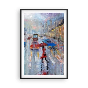 Plakat i sort ramme - Regnfuld eftermiddag i byen - 61x91 cm