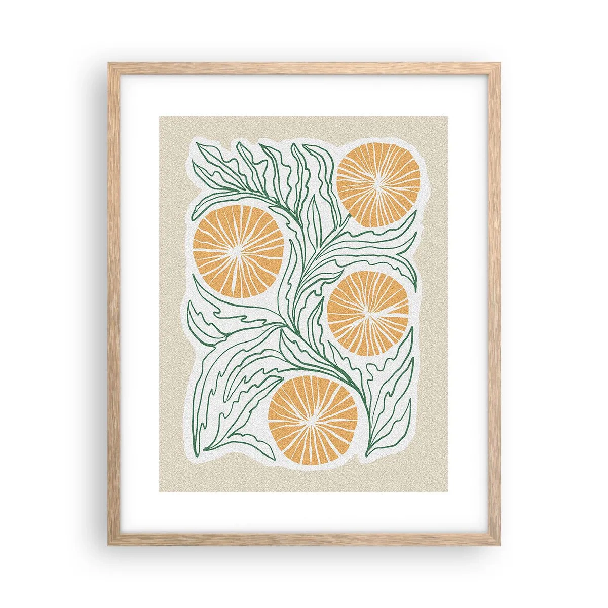 Plakat i ramme af lyst egetræ - Etnisk med et strejf af abstraktion - 40x50 cm